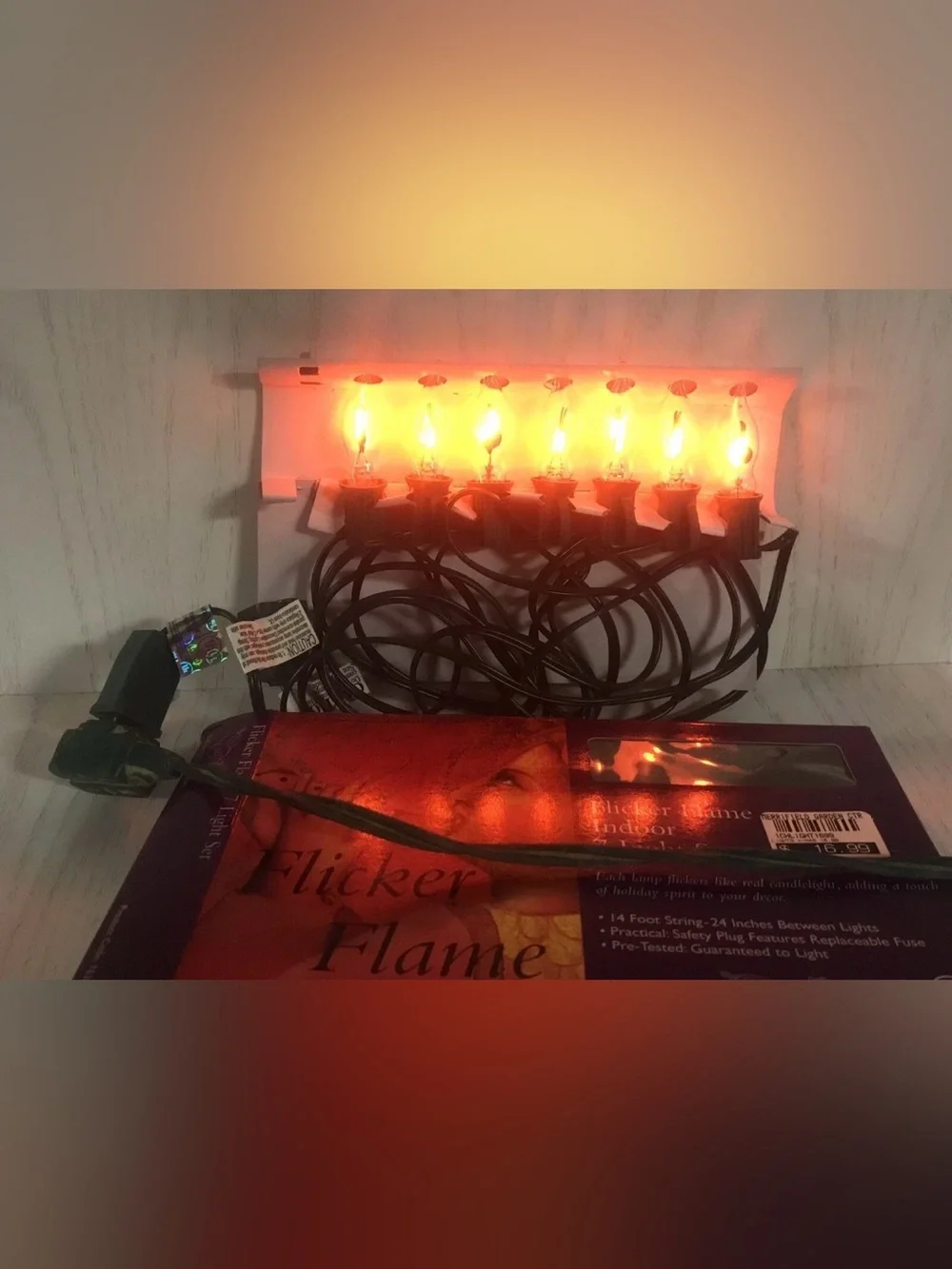 Vtg elegance in lighting by GKI flicker flame indoor 7 light set Christmas New